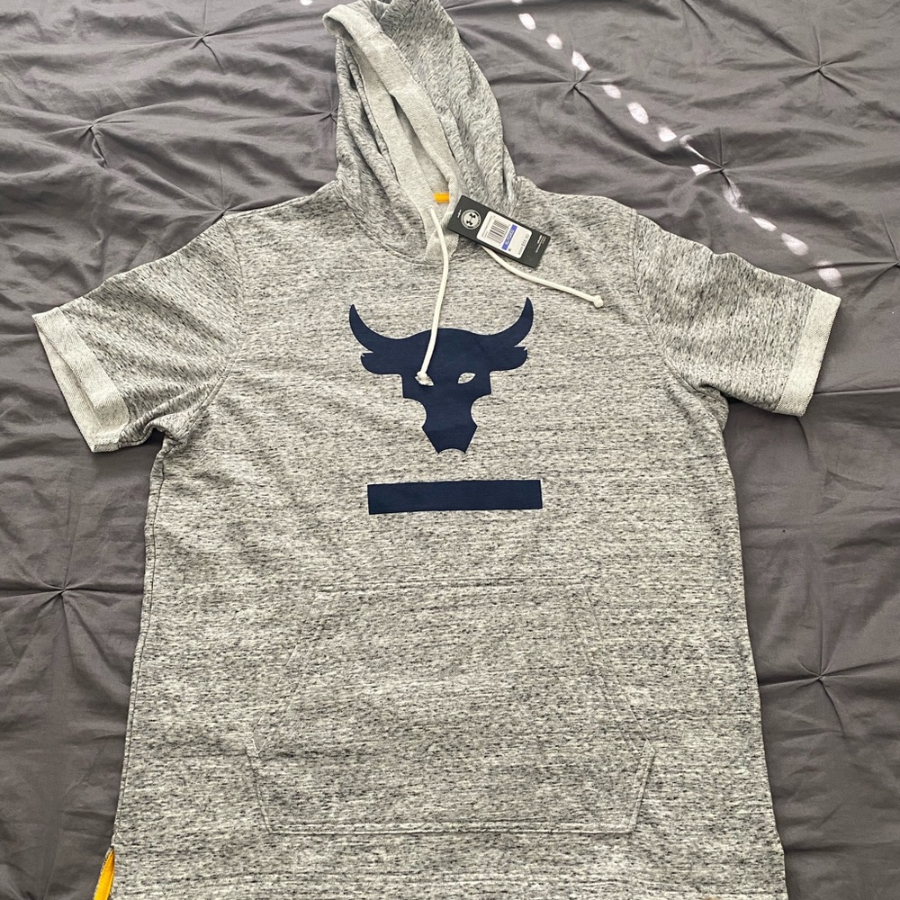 PROJECT ROCK UA Terry Short sleeve Hoodie Gray